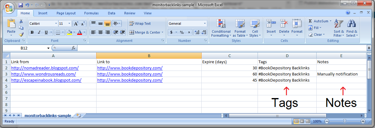 Tags and notes in Excel