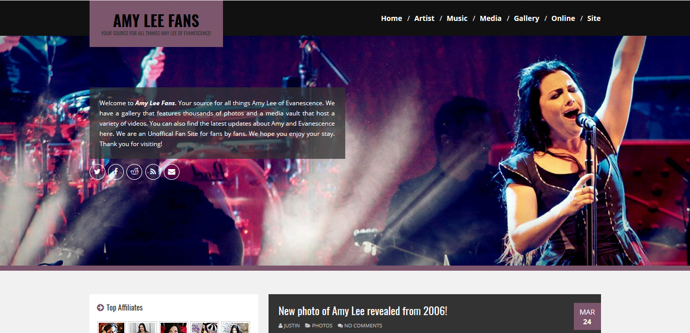 music backlinks: example of fansite